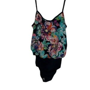 Vintage bathing suit Maxine of Hollywood Floral Swimsuit retro beach 12